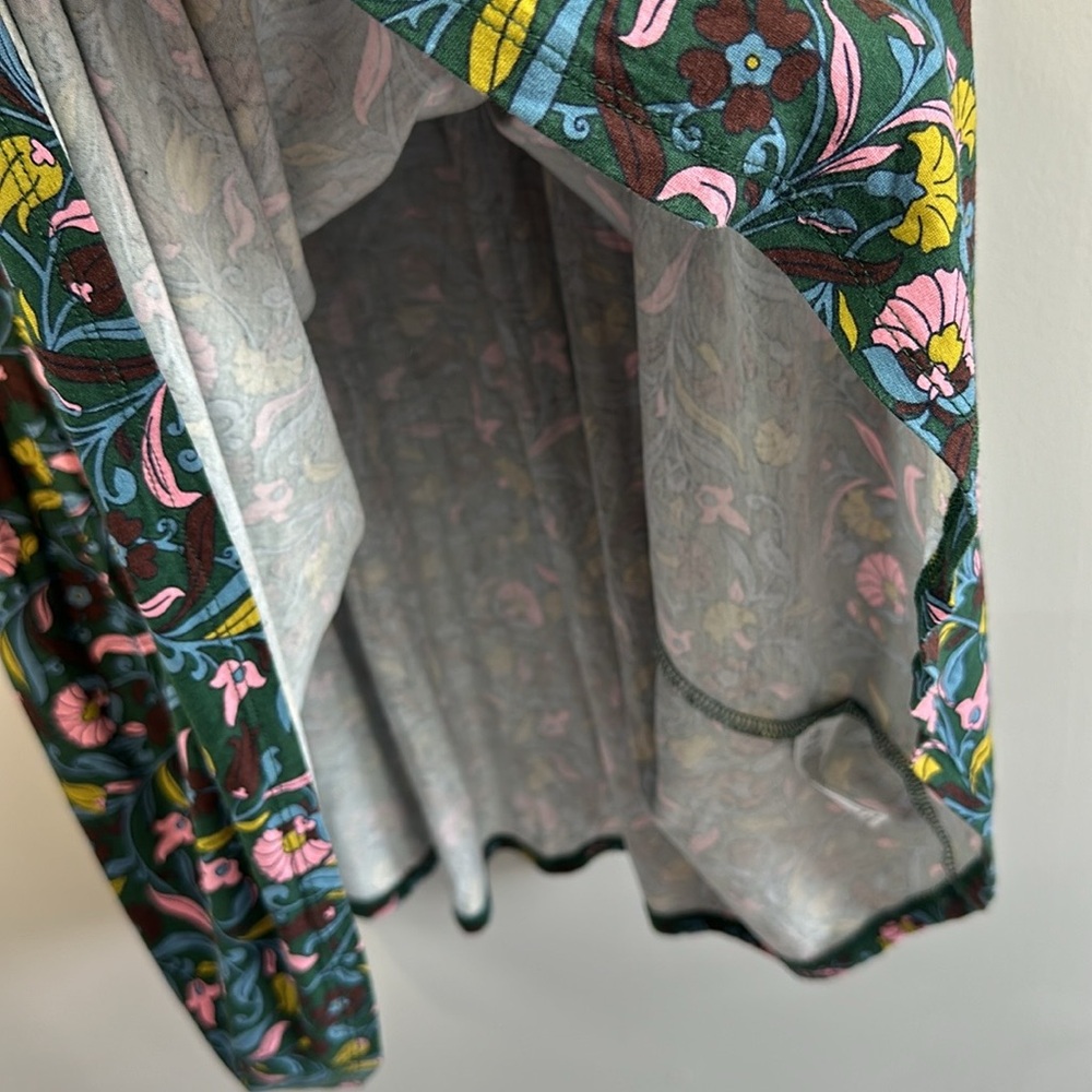 Boden Green Floral-Print Midi Dress with Pink, Teal, Yellow and Brown Accents - Picture 9 of 14